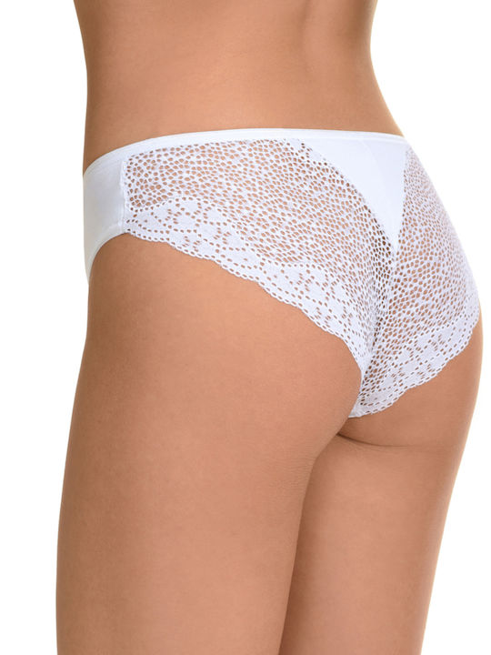 Miss Rosy Baumwolle Damen Slip mit Spitze Weiß