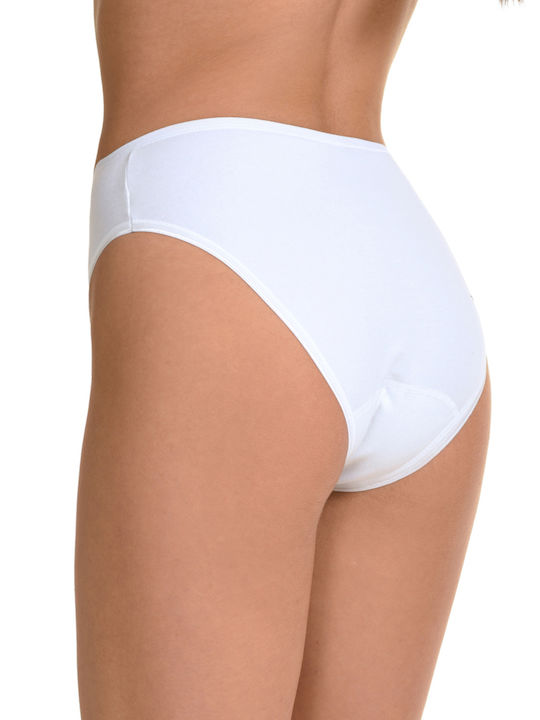 Miss Rosy Cotton High-waisted Women's Slip with Lace White