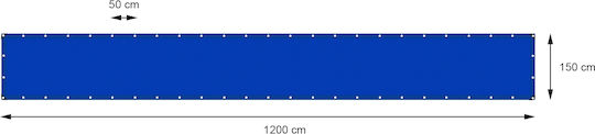 ECD Germany Waterproof Tarpaulin 180gr/m² 12x1.5m. Light Type Blue