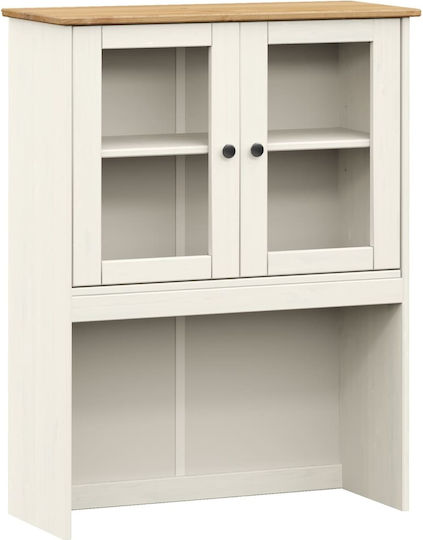 Wall Living Room Display Cabinet made of Solid Wood with Glass Natural 78x30x100cm