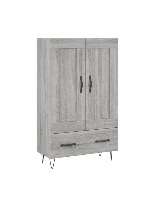 Wand Wohnzimmer Vitrine aus Holz & Metall mit Glas Gray 69.5x31x115cm