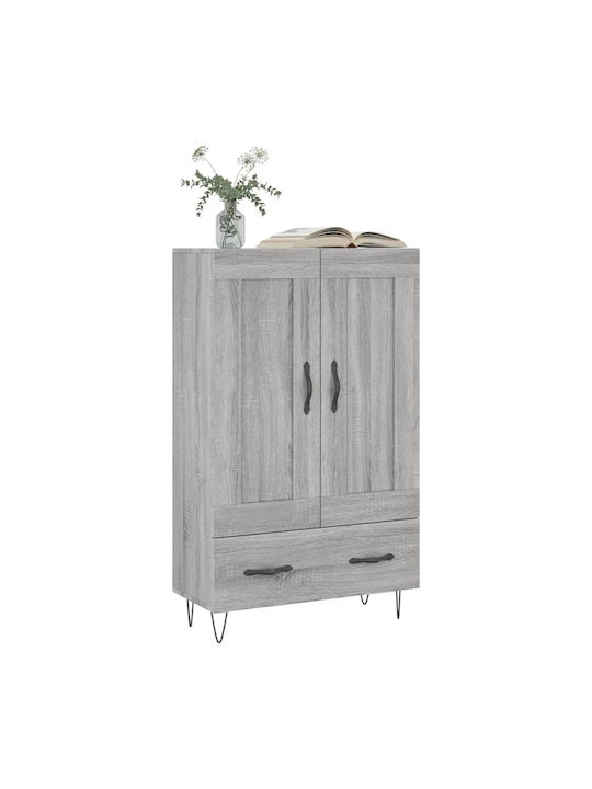 Wand Wohnzimmer Vitrine aus Holz & Metall mit Glas Gray 69.5x31x115cm