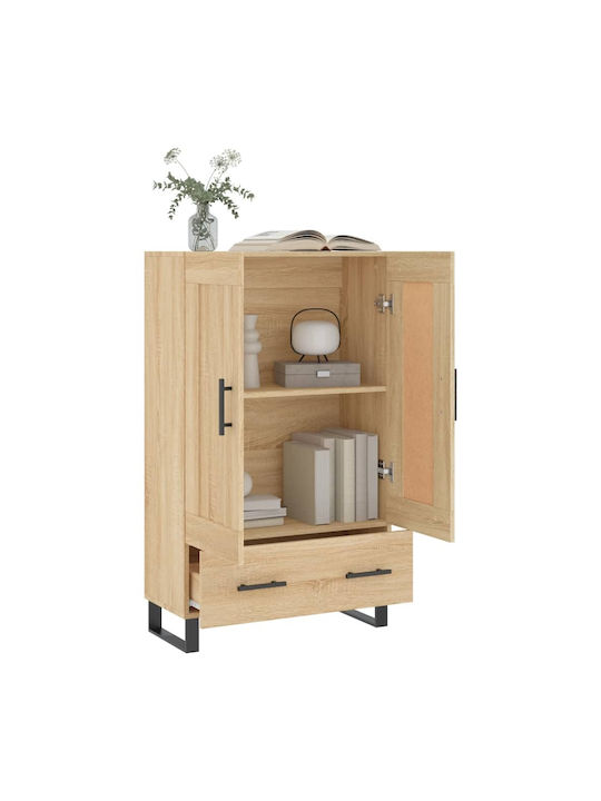 Wand Wohnzimmer Vitrine aus Holz & Metall mit Glas Braun 69.5x31x115cm