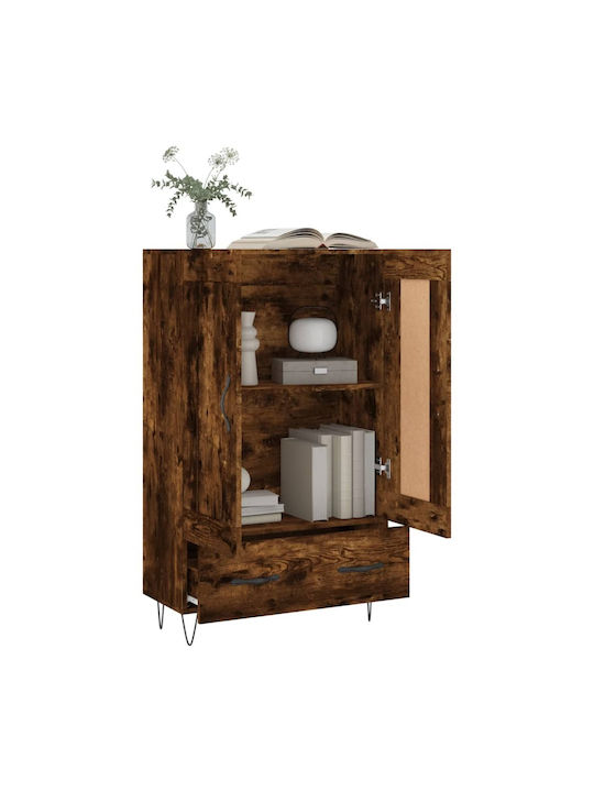 Wand Wohnzimmer Vitrine aus Holz & Metall mit Glas Braun 69.5x31x115cm