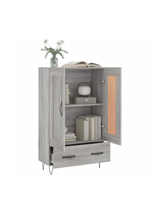 Wand Wohnzimmer Vitrine aus Holz & Metall mit Glas Gray 69.5x31x115cm