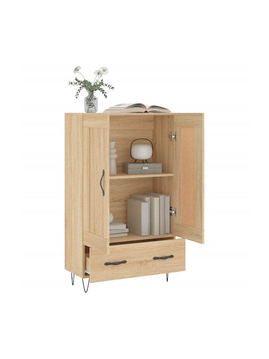 Wand Wohnzimmer Vitrine aus Holz & Metall mit Glas Braun 69.5x31x115cm