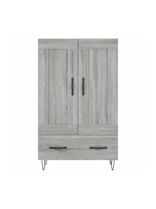 Wand Wohnzimmer Vitrine aus Holz & Metall mit Glas Gray 69.5x31x115cm