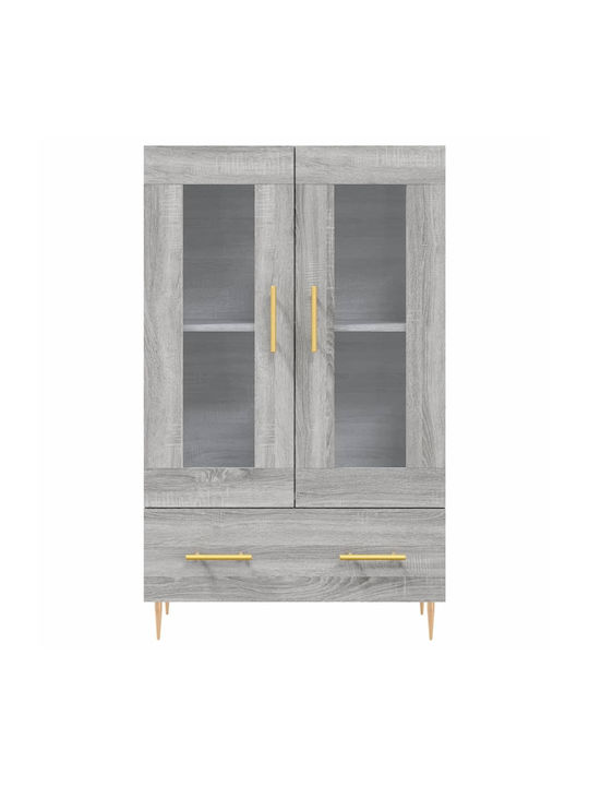 Wohnzimmer Vitrine aus Holz und Metall mit Verglasung in Grau 69.5x31x115cm