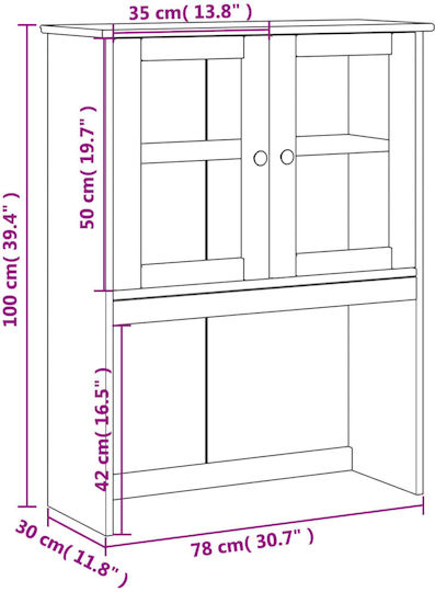 Wall Living Room Display Cabinet made of Wood & Metal with Glass Blue 78x30x100cm