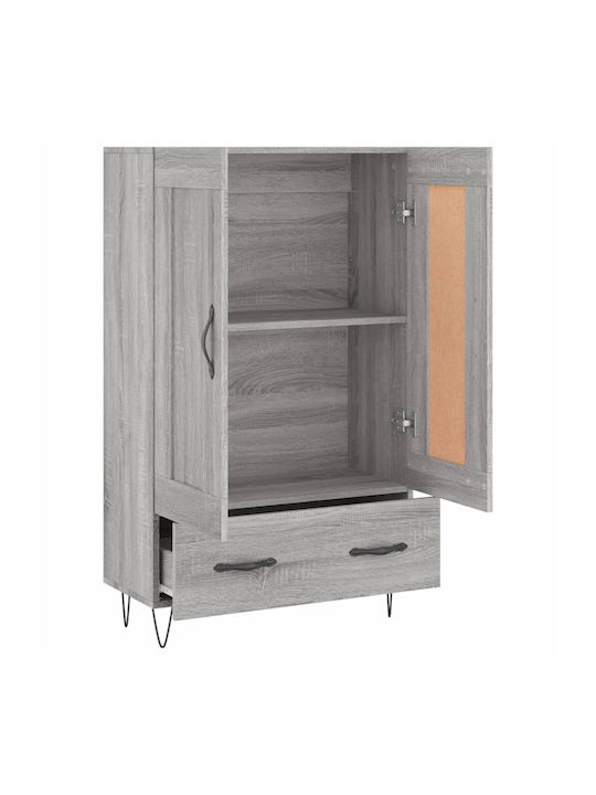 Wand Wohnzimmer Vitrine aus Holz & Metall mit Glas Gray 69.5x31x115cm