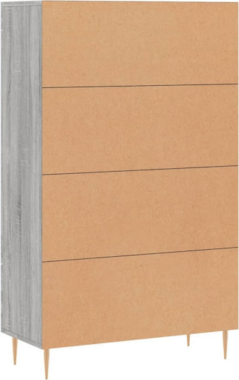 Vitrină de Pardoseală pentru Sufragerie din Lemn și Metal, Gri Sonoma, cu Geam, 69.5x31x115cm