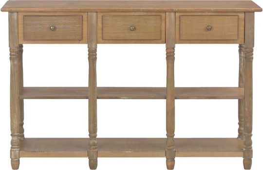 Console Table of Solid Wood & Glass L110xW30xH76cm