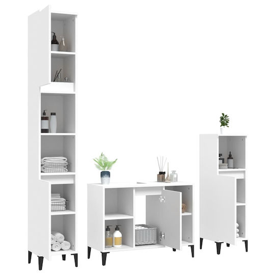 vidaXL Badezimmerschrank B80xT33xH60cm Weiß