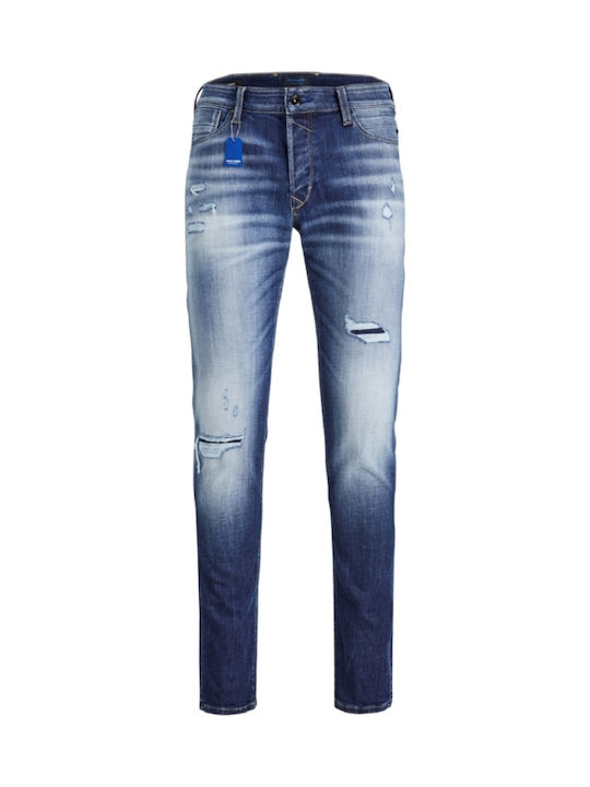Glenn Men's Elastic Jeans Pants With Slim Fit Blue