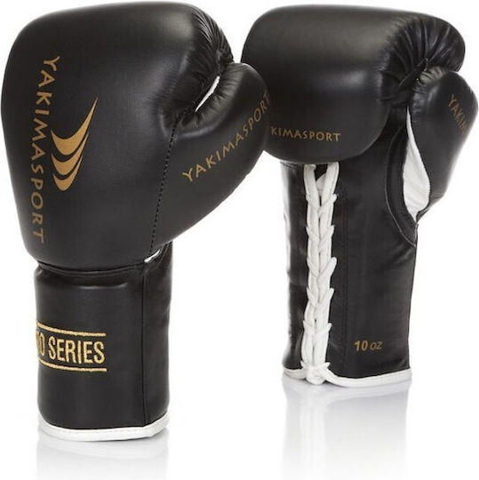 Yakimasport Boxing Gloves Leather for Match Black