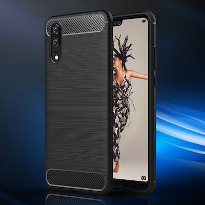 Techsuit Carbon Back Cover Σιλικόνης Μαύρο (Huawei P20)