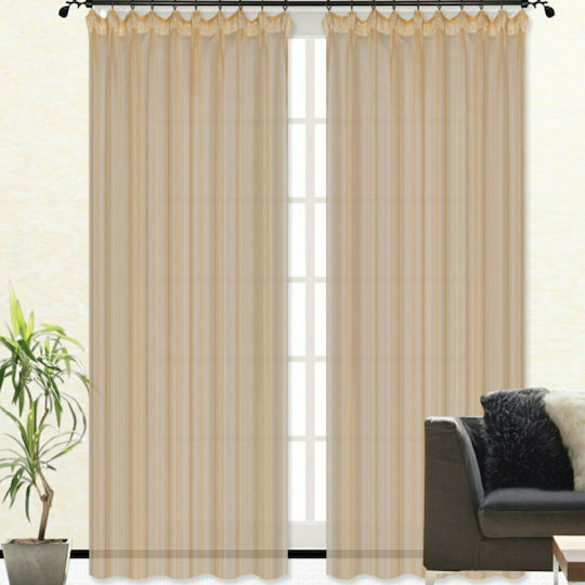 Import Hellas Κουρτίνα με Τρέσα Βουάλ Μπέζ 160x270εκ.