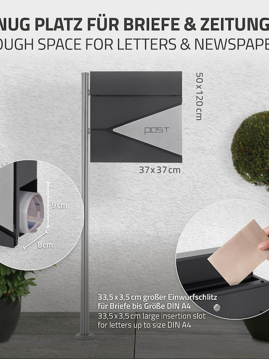ML-Design Outdoor Mailbox Inox in Gray Color 37x37x11cm