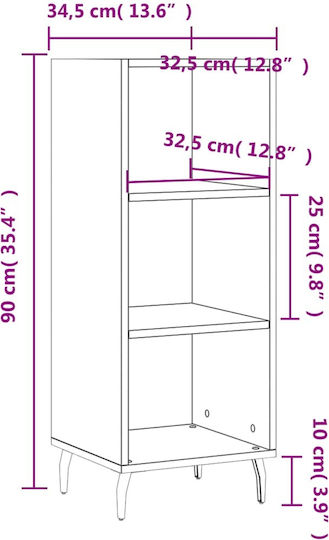 Библиотека Кафяв Дъб 34.5x32.5x90см
