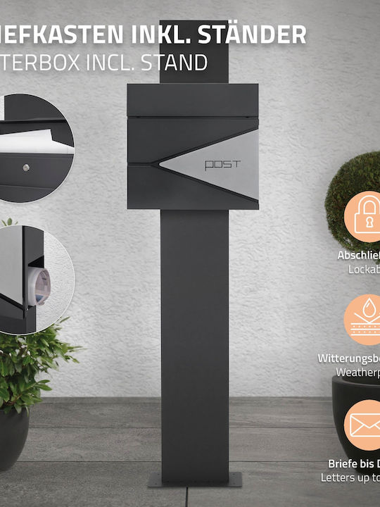 ML-Design Γραμματοκιβώτιο Εξωτερικού Χώρου Inox σε Γκρι Χρώμα 37x37x11cm ML-Design Γραμματοκιβώτιο Εξωτερικού Χώρου Inox σε Γκρι Χρώμα 37x37x11cm