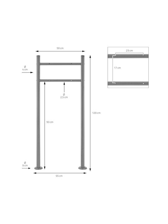 ECD Germany Γραμματοκιβώτιο Εξωτερικού Χώρου Inox σε Γκρι Χρώμα 23x17cm