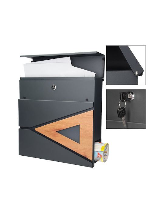ML-Design Cutie Poștală pentru Exterior Metalic în Culoarea Gri 37x36.5x11cm