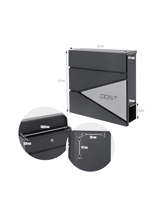ML-Design Cutie Poștală pentru Exterior Inox în Culoarea Gri 37x37x11cm