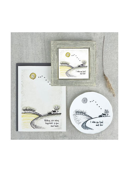 Synchronia Round Ceramic White Coaster