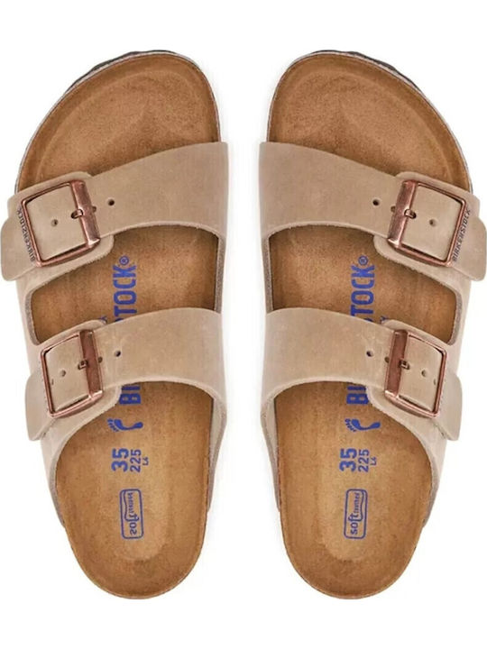 Arizona Soft Footbed Oiled Leather Men's Sandals Tabacco Brown Narrow Fit