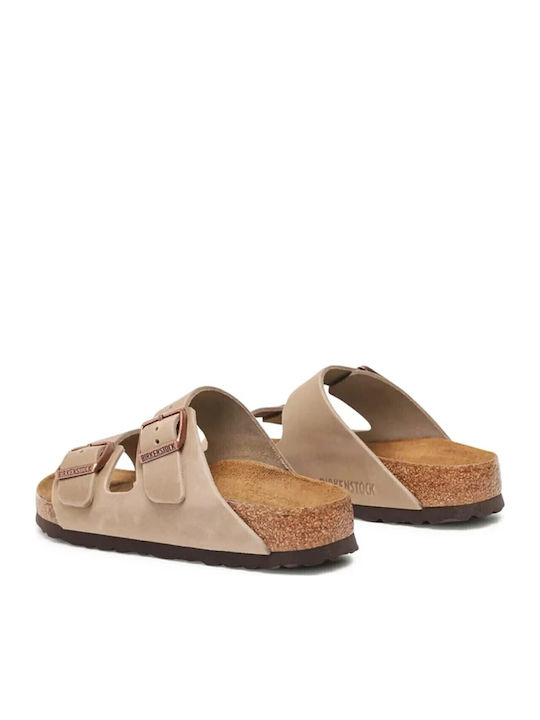 Arizona Soft Footbed Oiled Leather Men's Sandals Tabacco Brown Narrow Fit