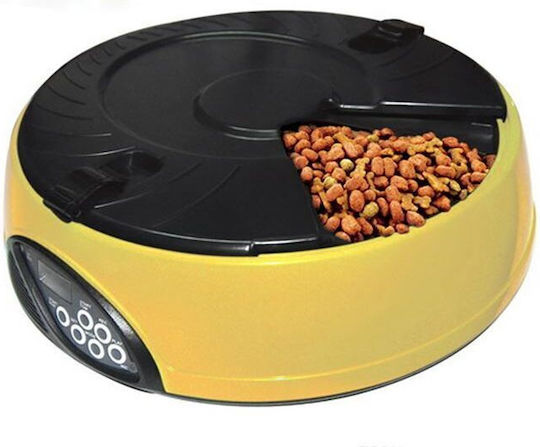 Pet Feeder Автоматичен Хранилка от ABS пластмаса за Куче & Котка с Основа 600мл 22см в Жълт Цвят