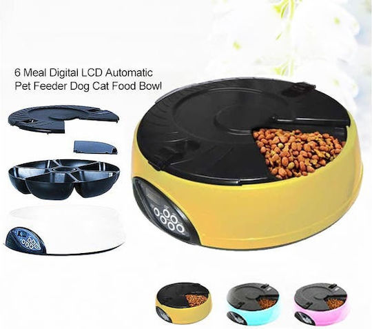 Pet Feeder Автоматичен Хранилка от ABS пластмаса за Куче & Котка с Основа 600мл 22см в Жълт Цвят