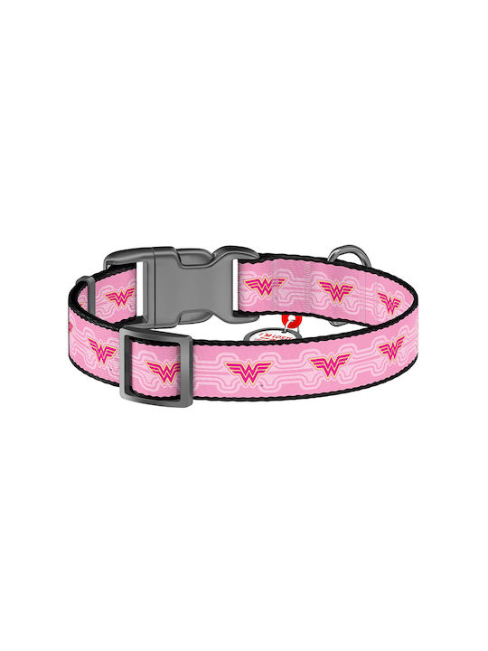 WauDog Wonder Woman 1 Hundehalsband in Rosa Farbe Halsband mit Smart ID 25mm x 31-49cm