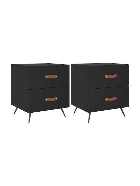 Wooden Bedside Tables 2pcs Black 40x35x47.5cm