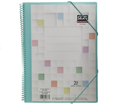 Skag Clipboard Flexible with 20 plastic sleeves Slides Pastel (Μiscellaneous colours) 1pcs