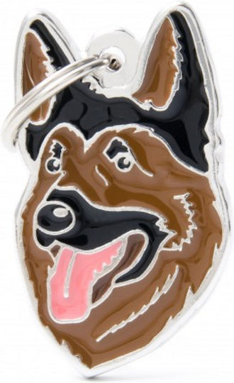 My Family Husky German Shepherd Dog ID Tag Brown Metal Personalized