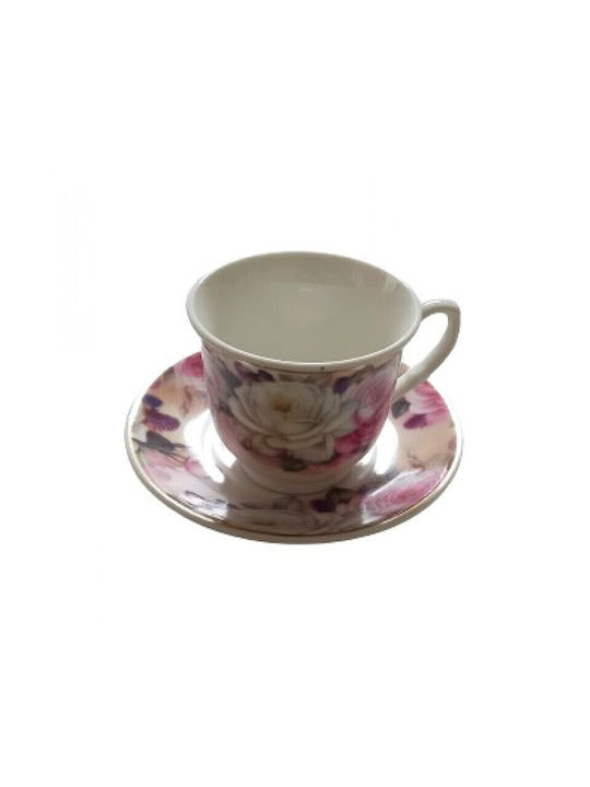 Karvounis Set of Cups Coffee Porcelain Brown 100ml 6pcs