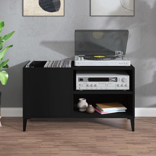 vidaXL Processed Wood Hi-Fi Furniture Black 38x84.5x48cm