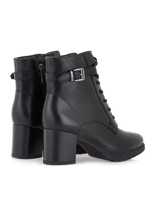 Leder Stiefeletten Damen Schwarz