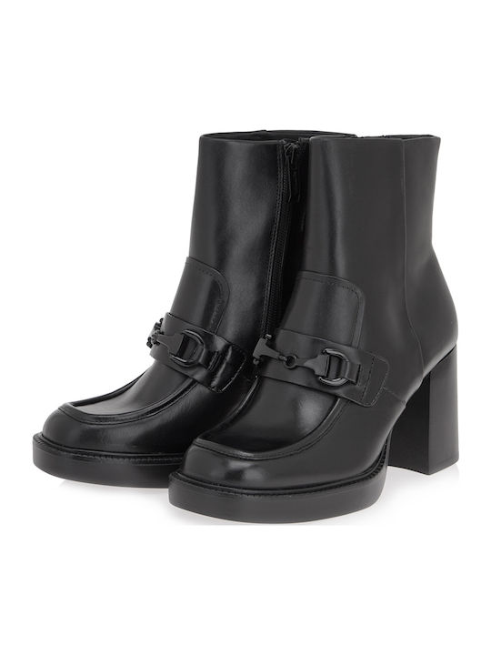 Leder Stiefeletten Damen Schwarz