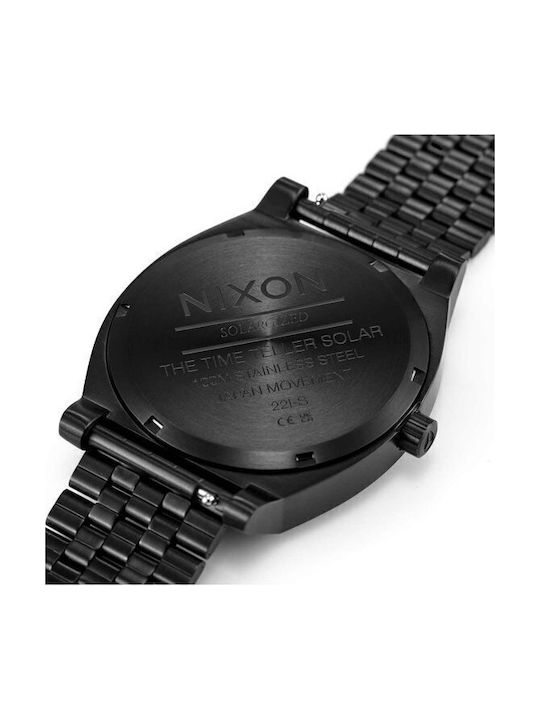 Nixon Time Teller Herrenuhr 40mm Solar mit Schwarz Metallarmband