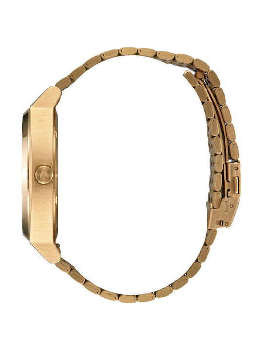 Nixon Time Teller Herrenuhr 40mm Solar mit Gold Metallarmband