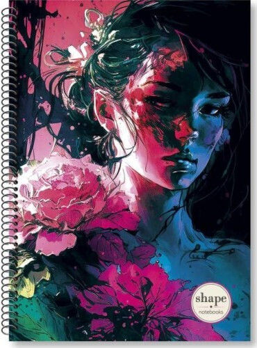 Shape Notebooks Spiral Ruled Notebook A4 120 Paper Sheets 4 Subjects Women (Various Designs)