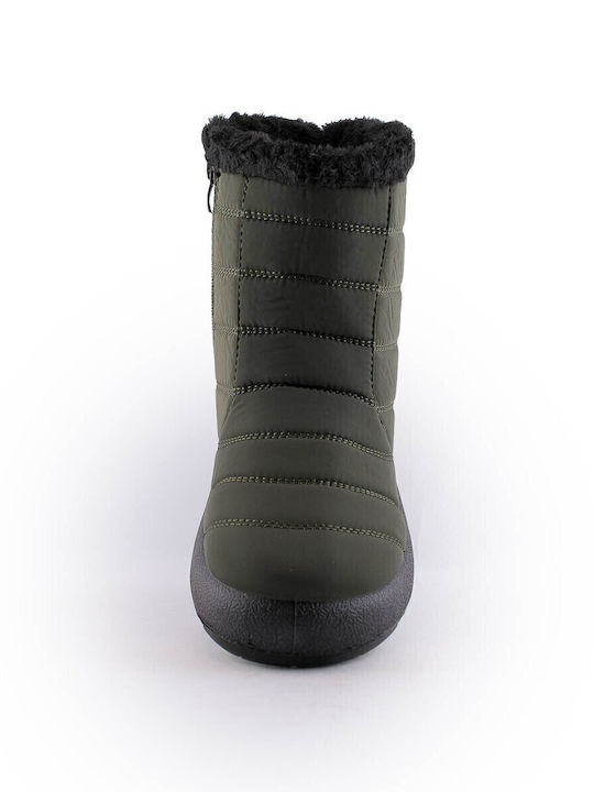 Stiefeletten Damen mit Pelz Khaki