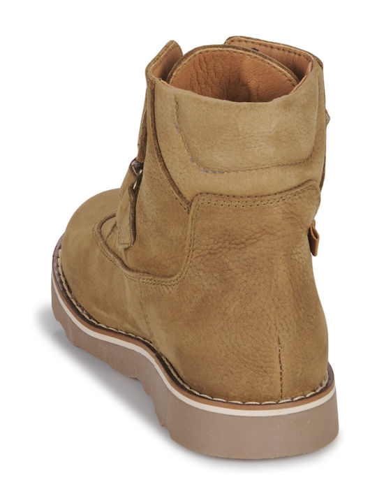 Suede Kinderstiefeletten mit Klettverschluss Braun