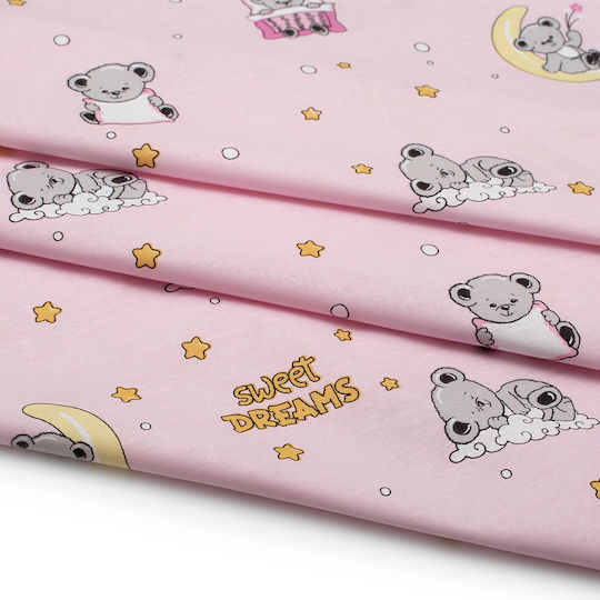 Dimcol Sweet Dreams Baby Bettlaken Für Krippe Baumwolle Angepasst Rosa 70x140cm