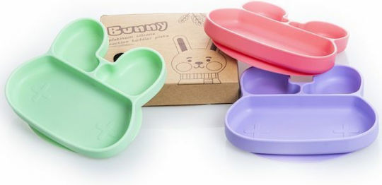 Baby Wise Baby Food Plate Bunny made of Silicone Purple