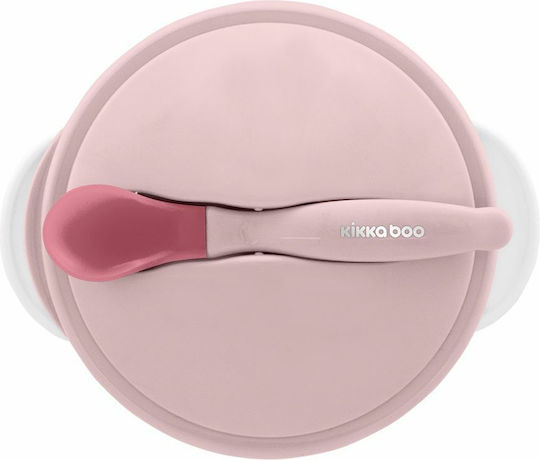 Kikka Boo Παιδικό Σετ Φαγητοδοχείου Heat Sensing Spoon από Πλαστικό Ροζ 2τμχ