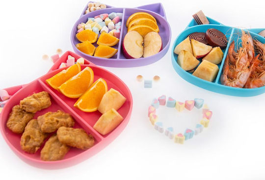 Baby Wise Baby Food Plate Fox made of Silicone Blue