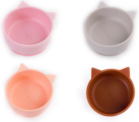 Baby Wise Baby Food Bowl Kitten made of Silicone Pink